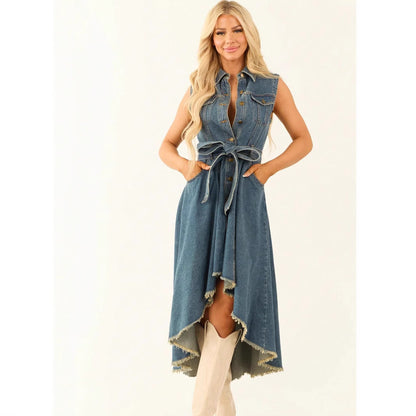 Cowboy dress, fashionable sleeveless, irregular personality