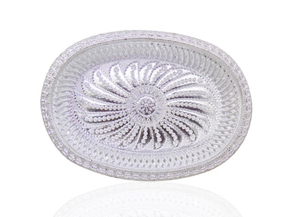 2090 Multipurpose Royal Design Oval Silver Gift Tray