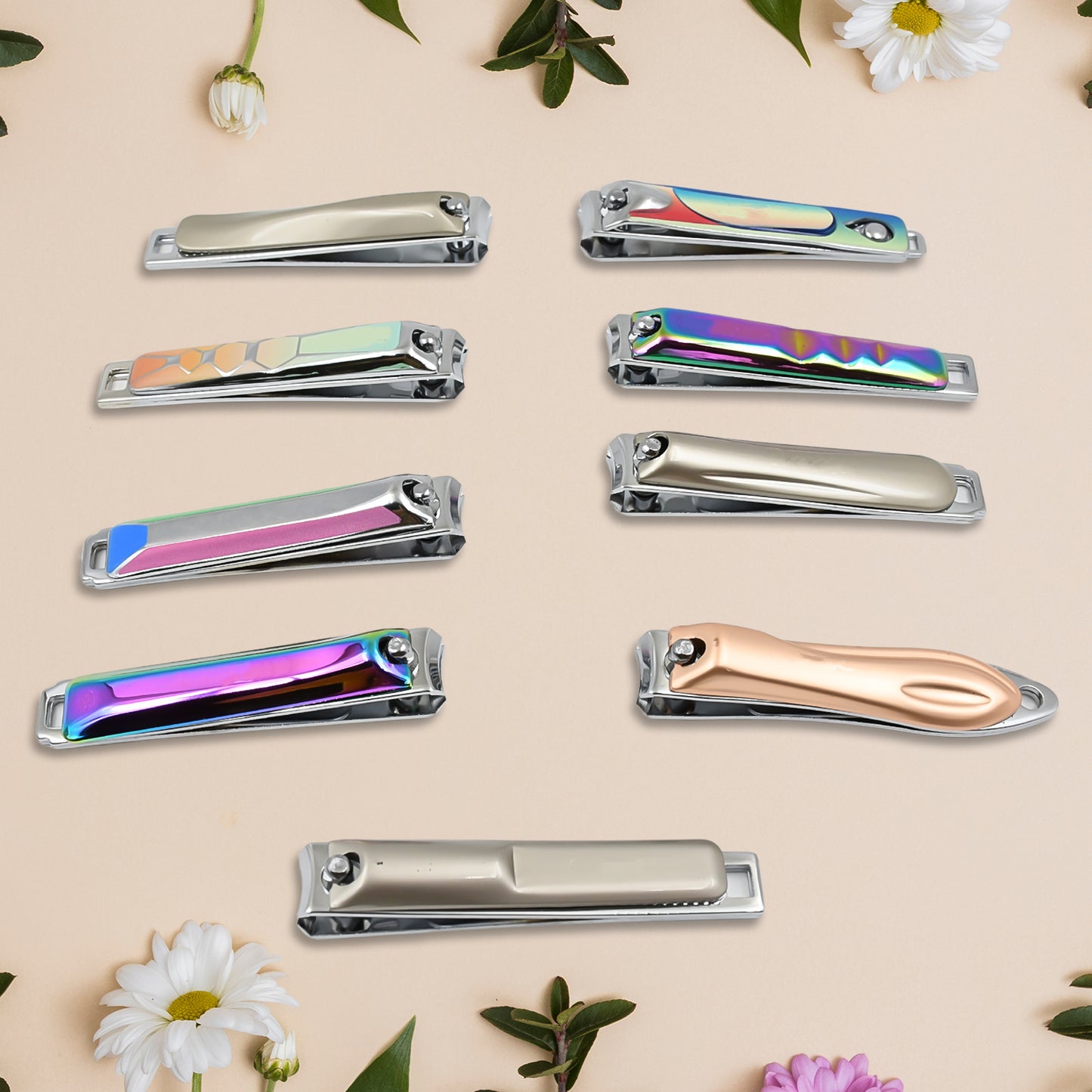 Stainless Steel Folding Portable Large Nail Clippers With Nail File (1 Pc  Mix Design)