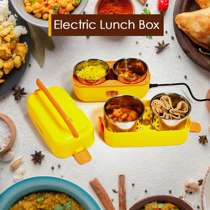 2944 2layer Electric Lunch Box For Office Portable Lunch Warmer With Removable 4 Stainless Steel Container.