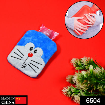 6504 Doremon Small Hot Water Bag With Cover For Pain Relief Neck Shoulder Pain And Hand Feet Warmer Menstrual Cramps.