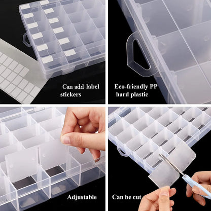 7673a 36 Grids Clear Plastic Organizer Jewelry Storage Box With Adjustable Dividers Transparent Organizer Box (1pc)