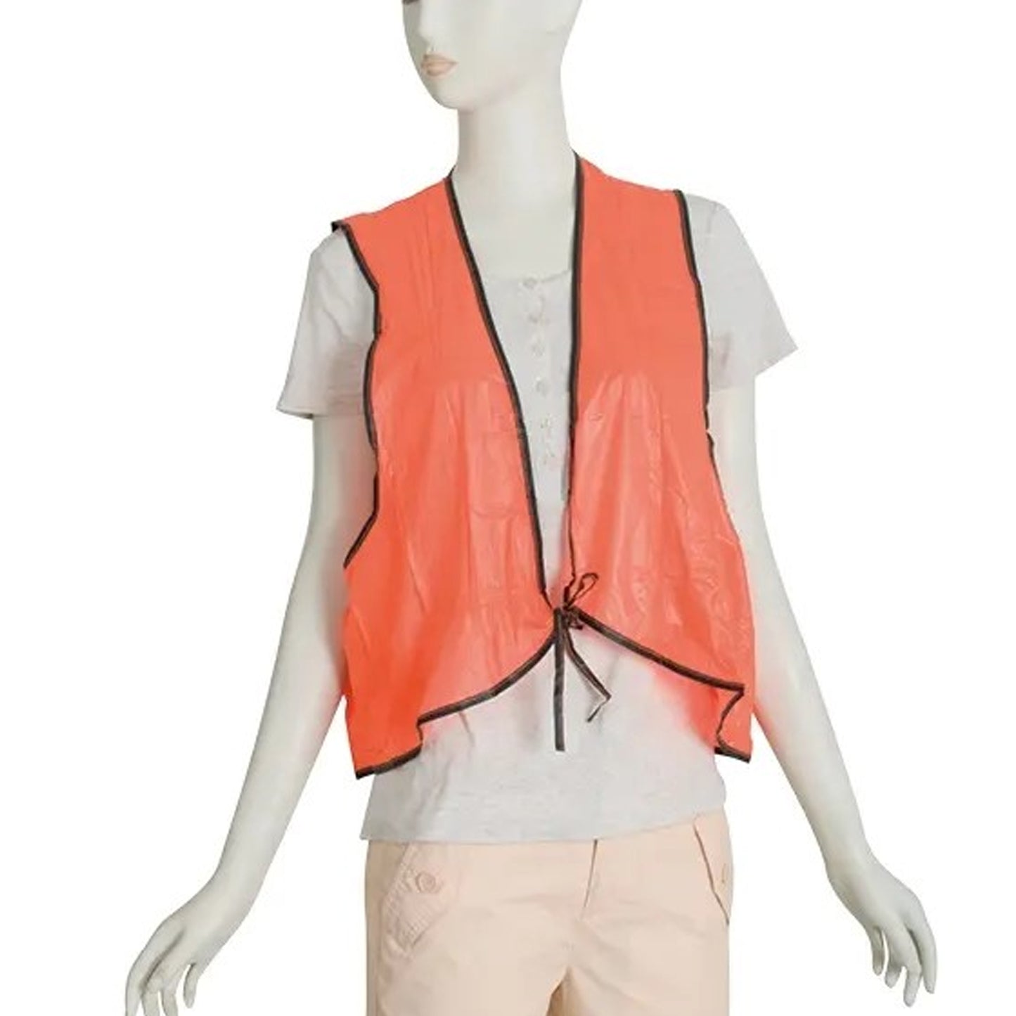 7453 Economy Safety Vest Soft Vinyl With Tie Closure For Identifying Staff And Volunteers Adult Pvc Safety Vest High Visibility For Outdoor Operator
