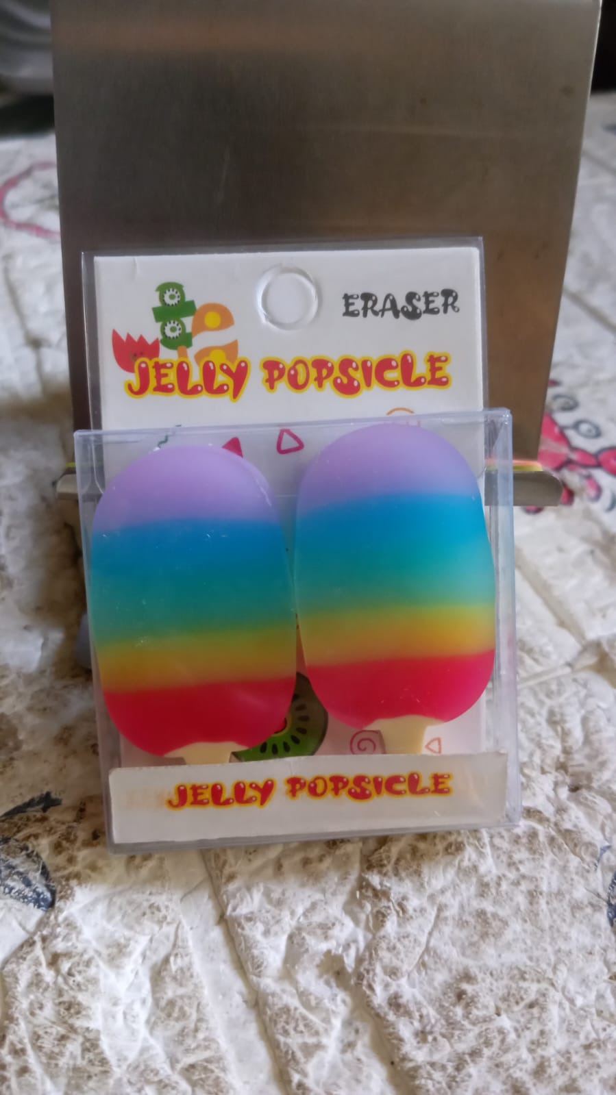 17523 Jelly Popsicle Shape Fancy  Stylish Erasers Mini Eraser Creative Cute Novelty Eraser For Children Eraser Set For Return Gift Birthday Party School Prize (2 Pc Set)