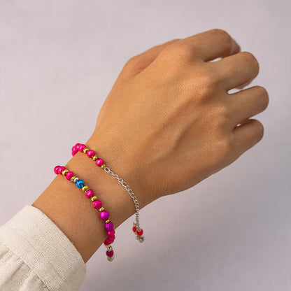 Traditional And Trendy Beaded Bracelet With Adjustable Chain (1 Pc)
