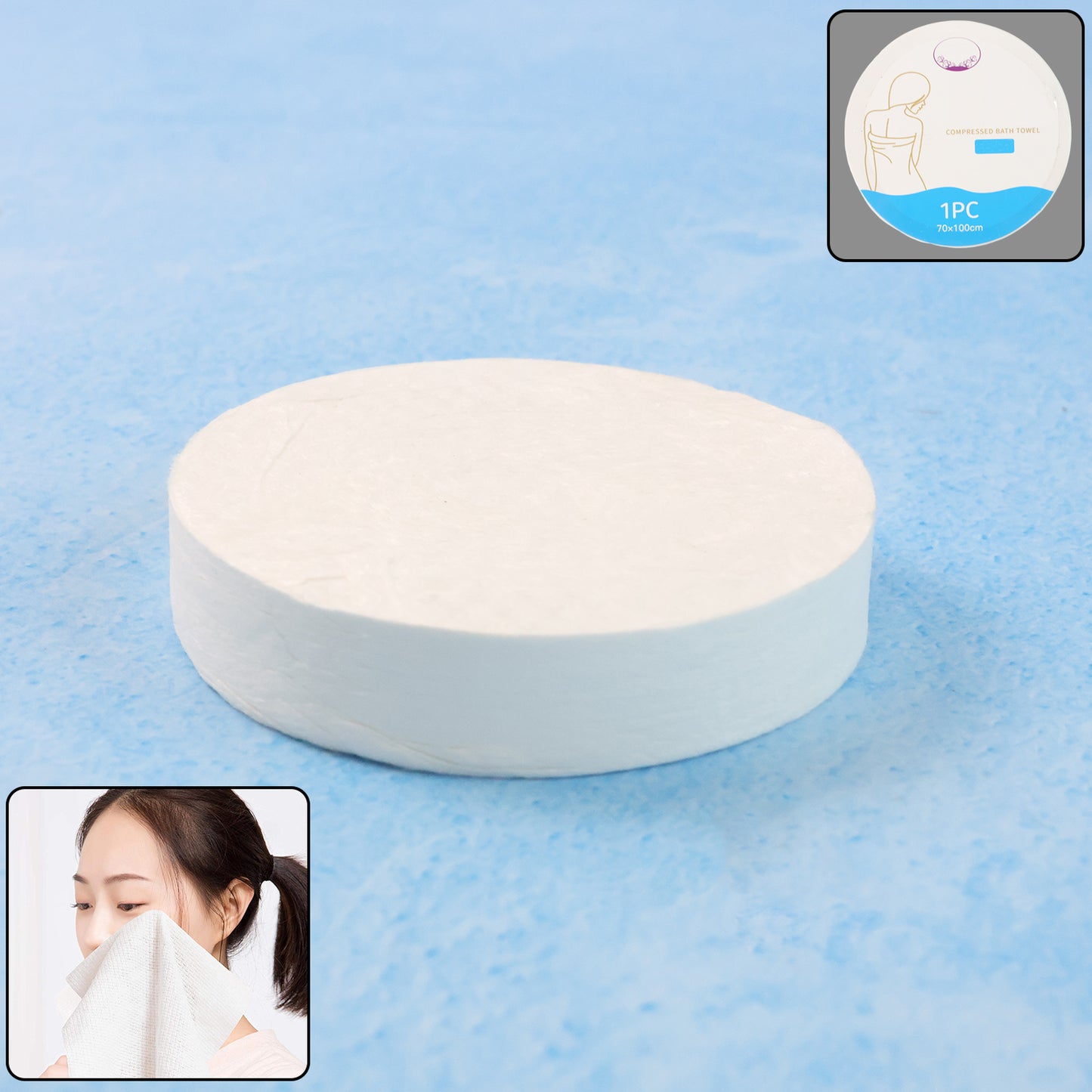 Compressed Travel Bath Towel - (1 Pc  70x10 Cm)