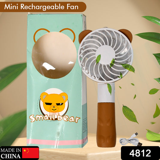 4812 Portable Bear Styled Hand Fan Rechargeable Handheld Fan For Travel  Home  Office Use (Battery Not Include)