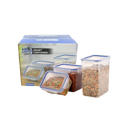 5800 Classics Rectangular Plastic Airtight Food Storage Containers With Leak Proof Locking Lid Storage Container Set Of 3 Pc( Approx Capacity 500ml1000ml1500ml Transparent)