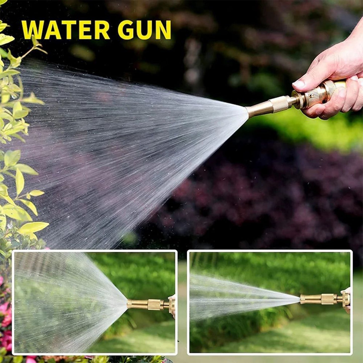 7588 Water Spray Nozzle For Water Pipe Booster Nozzle For Car Wash Nozzle With High Pressure Water Adjustable Brass Nozzle Water Spray Gun For Gardening Watering Tools