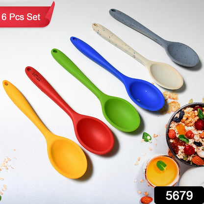 Multipurpose Silicone Spoon Silicone Basting Spoon Non-stick Kitchen Utensils Household Gadgets Heat-resistant Non Stick Spoons Kitchen Cookware Items For Cooking And Baking (6 Pcs Set)