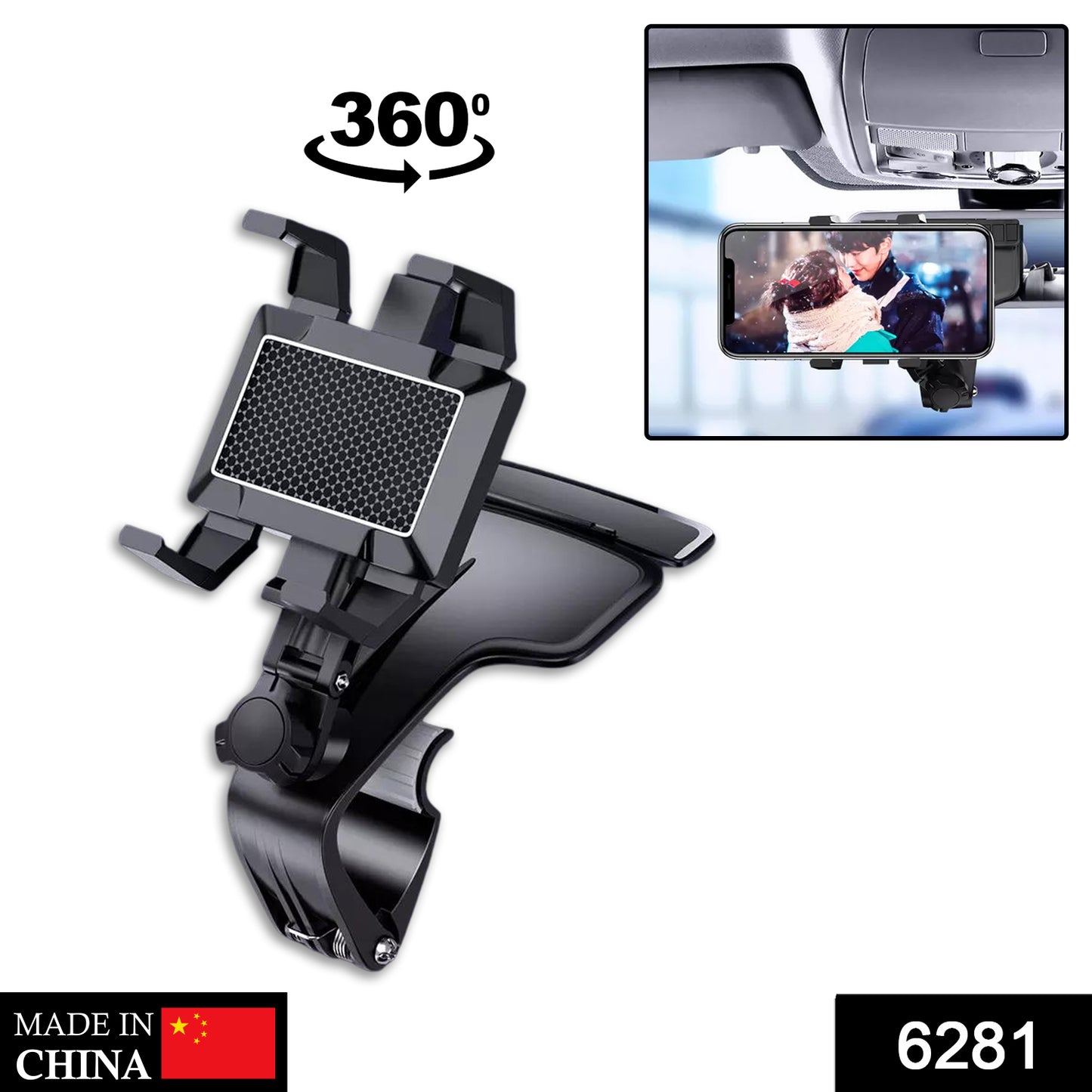 6281 Car Mobile Phone Holder Mount Stand With 360 Degree. Stable One Hand Operational Compatible With Car Dashboard.