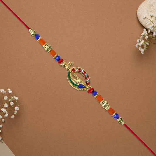 Traditional Dagger Rakhi With Colorful Beads And Stones