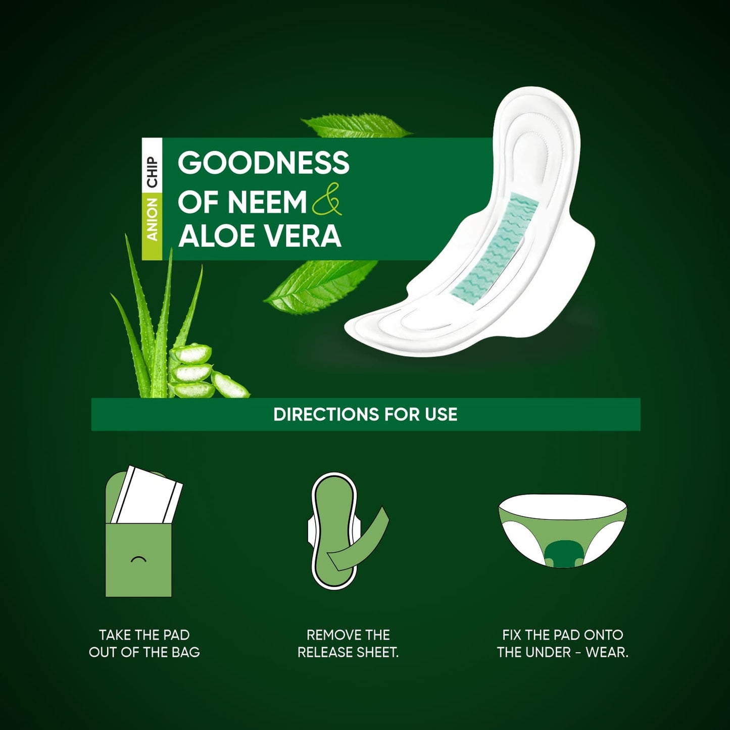 0984 Sanitary Pads For Women With Goodness Of Neem  Aloe Vera  Ultra Thin  Leakage Protection  Ph Balance  With Antibacterial Anion Chip  (155 Mm  24 Pads)