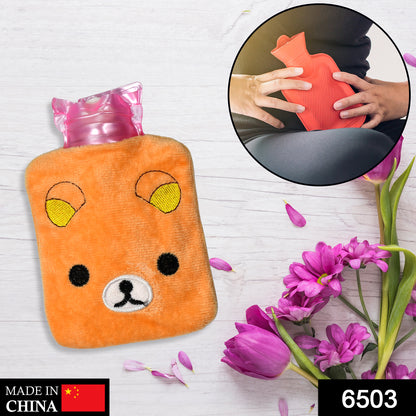 6503 Orange Panda Small Hot Water Bag With Cover For Pain Relief Neck Shoulder Pain And Hand Feet Warmer Menstrual Cramps.