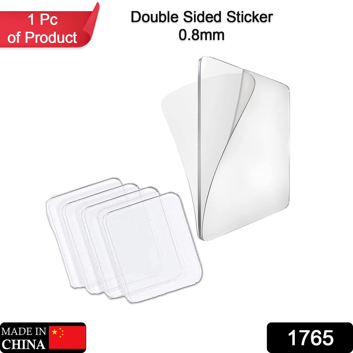 1765 New Double Side Tape Sticker Strong Waterproof Wall Indoor Nano Adhesive No Trace Gel Clear Industrial Multipurpose Removable Use For Bedroom Home Kitchen Hotel (0.8mmx1pc)