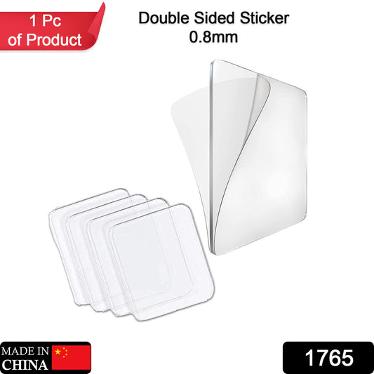 1765 New Double Side Tape Sticker Strong Waterproof Wall Indoor Nano Adhesive No Trace Gel Clear Industrial Multipurpose Removable Use For Bedroom Home Kitchen Hotel (0.8mmx1pc)