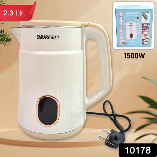 Double Wall Stainless Steel Electric Cordless Tea Kettle (1500w  2.3 Ltr.)