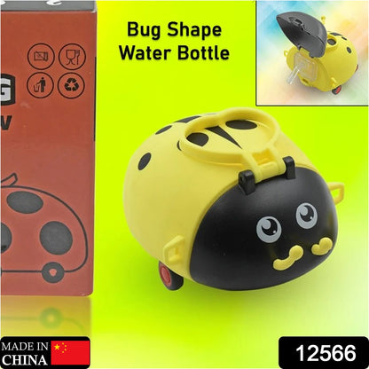 8822 Cute Plastic Bug Shape Water Bottle With Adjustable Shoulder Strap 4 Wheel   Straw Portable Drinking Cup Water Bottle For Kids  Water Bottle  Return Gift For Kids  Water Bottle With Straw  School Kinds Water Bottle (1 Pc)