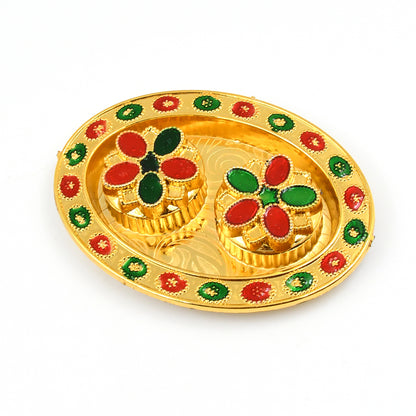 Oval Shape Special Puja Thali (1 Pc  Mix Design)