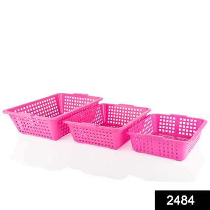 2484 Plastic Multiple Size Cane Fruit Baskets (3 Size Large Medium Small)