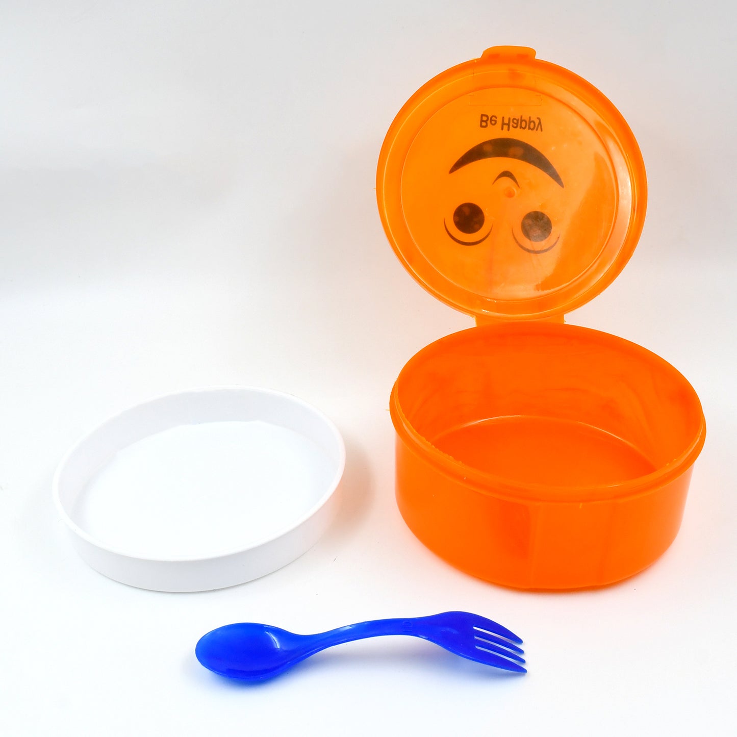 Smily Plastic Lunch Box Small Box With 2in1 Spoon Pack Of 1