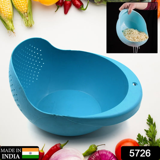 5726 Plastic Rice Bowl  Food Strainer Thick Drain Basket For Rice Vegetable  Fruit Strainer Colander Fruit Basket Pasta Strainer Washing Bowl (1 Pc )