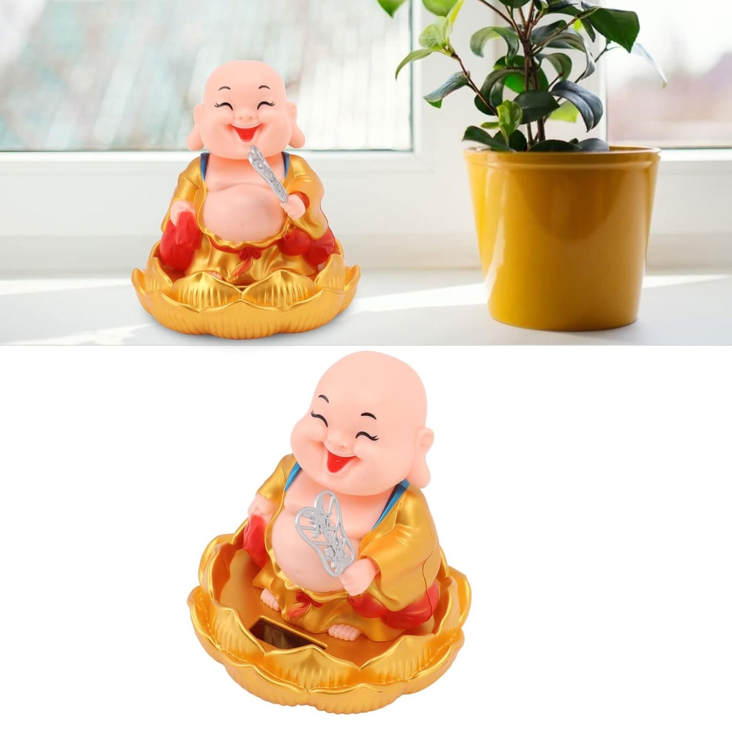 Solar Power Moving Buddha Car Ornament (1 Pc)