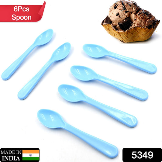 5349 Food Plastic Spoon Set Plastic Table Spoon Set Plastic Tea Spoon Coffee With Abs Plastic Heat-resistant Spoon (6 Pc Set )