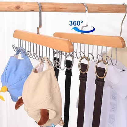 Space Saving 8 Hooks Wooden Hangers (Hanging Hook Included  1 Pc)