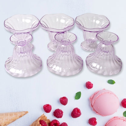 8216 Crystal Plastic Ice-cream Bowl Home  Kitchen Serving Platter Or Dessert Cup For Sundae Sweets Snacks Fruit Pudding Nuts Or Dip Serving Bowls (Crystal Cups Set Of 6)