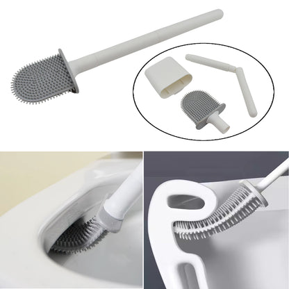 13050 Portable Silicone Toilet Brush With Holder Flex Toilet Brush - Wall Mounted Anti-drip Set Toilet Cleaner Brush  Non-slip Long Handle Toilet Brush Pack Of 1