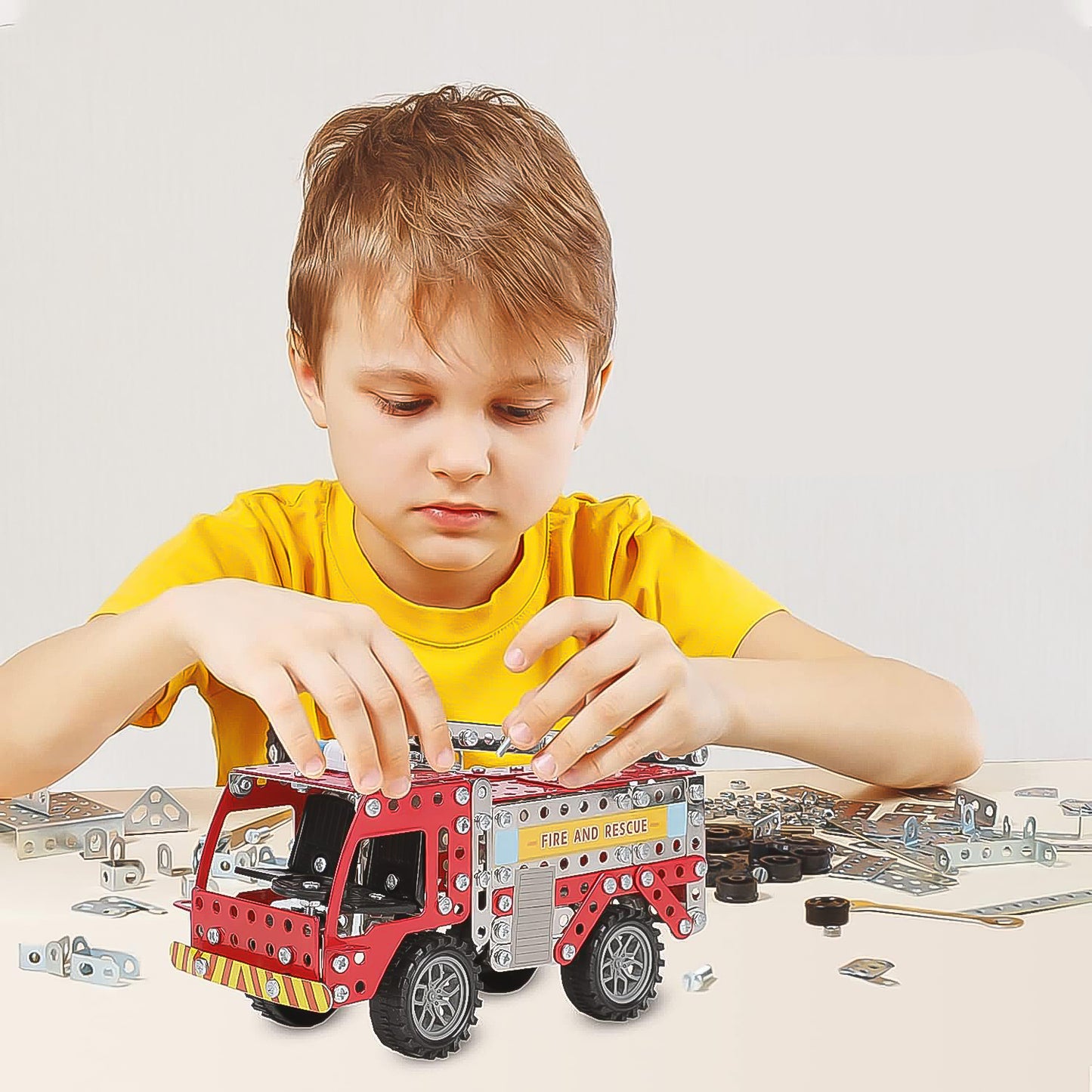 Metal Diy Fire Truck Building Blocks For Kids (Fire Truck  292pcs Of Truck Tool  1 Set)