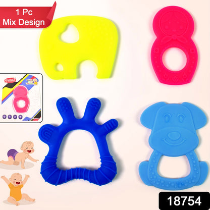 Silicone Baby Teether Pack Of 1 (Mix Design  Color)