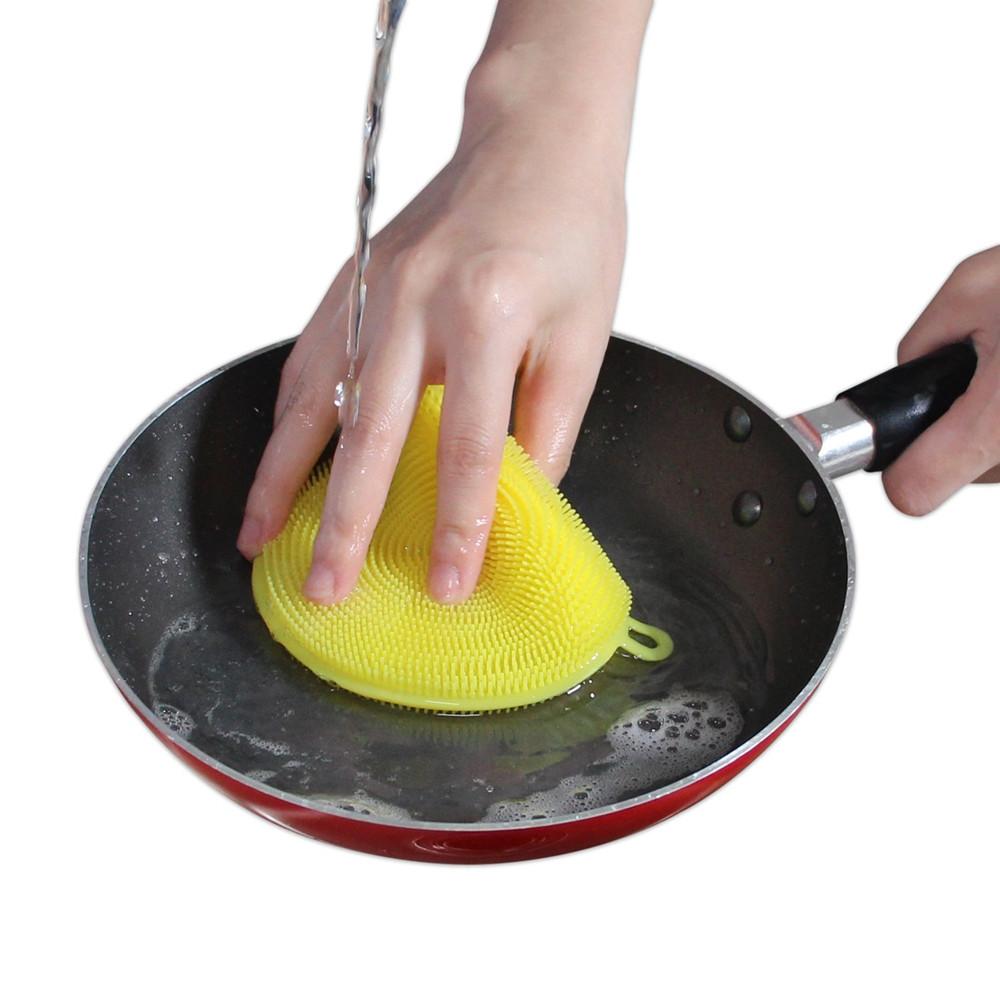 1344 Silicone Dish Scrubber Sponge Mildew Free Non Stick Heat Resistant