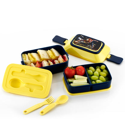 5621 Double Layer Lunch Box Stylish Lid Lunch Box With Fork  Spoon Lunch Box For Children School Lunch Box