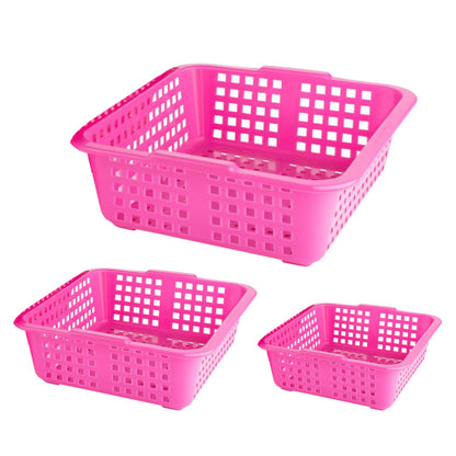 2484 Plastic Multiple Size Cane Fruit Baskets (3 Size Large Medium Small)