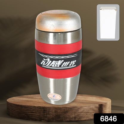 6846 Steel Travel Mugtumblercup Double Walled With Rubber Grip 400ml