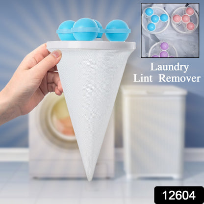 12604 Laundry Ball Floating Pet Fur Lint Hair Catcher Household Reusable Washing Machine Floating Lint Mesh Bag Hair Filter Net Pouch Washing Lint Hair Remover Net Mesh Bag Dryer (1 Pc)