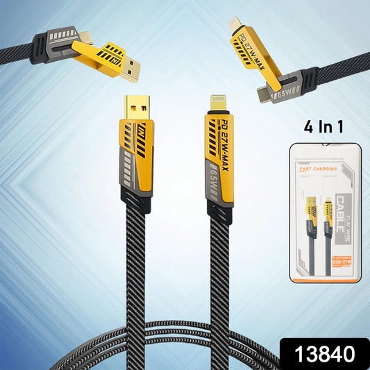 4 In 1 Fast Charging Cable With Multiport Usb-c To Type C Usb-c To Lightning (1 Pc)