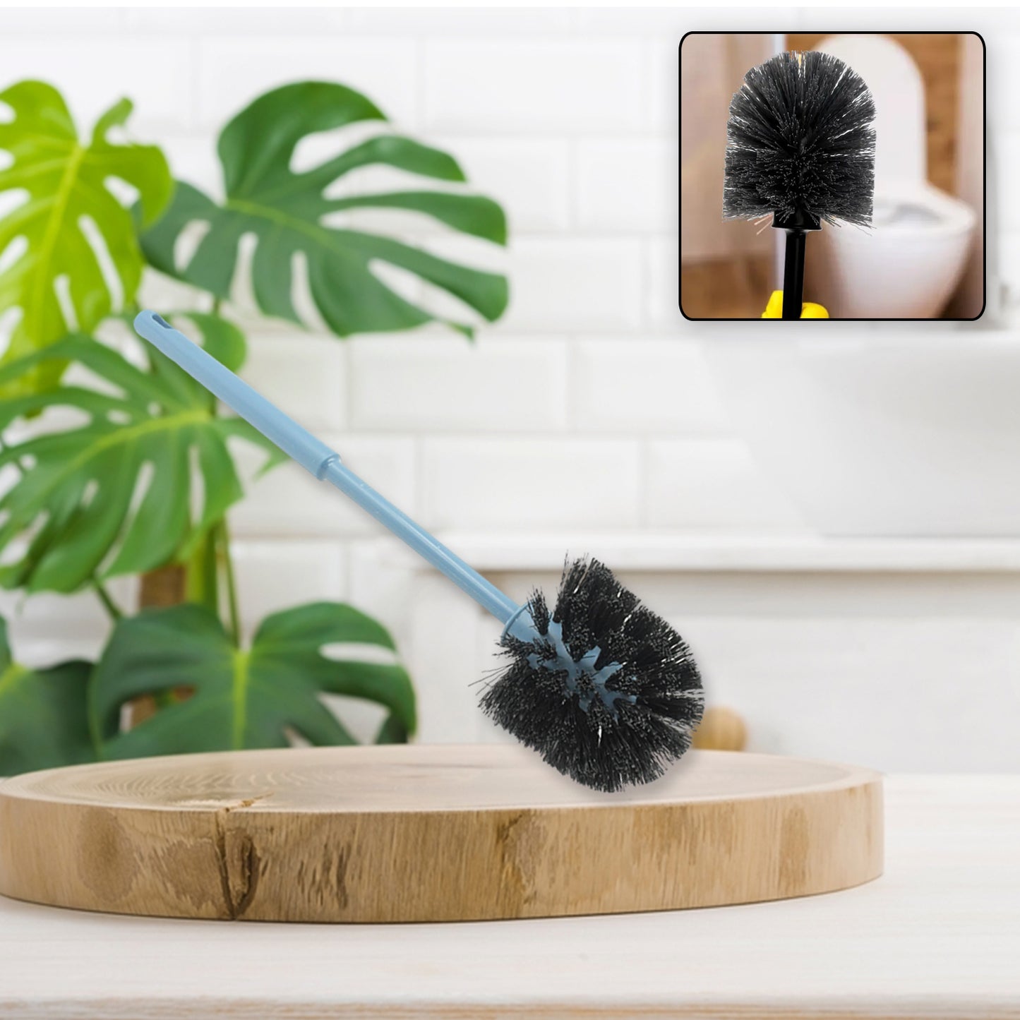 1338 Plastic Round Toilet Cleaner Brush Plastic Bathroom Cleaner - Round Hockey Stick Shape Toilet Brush