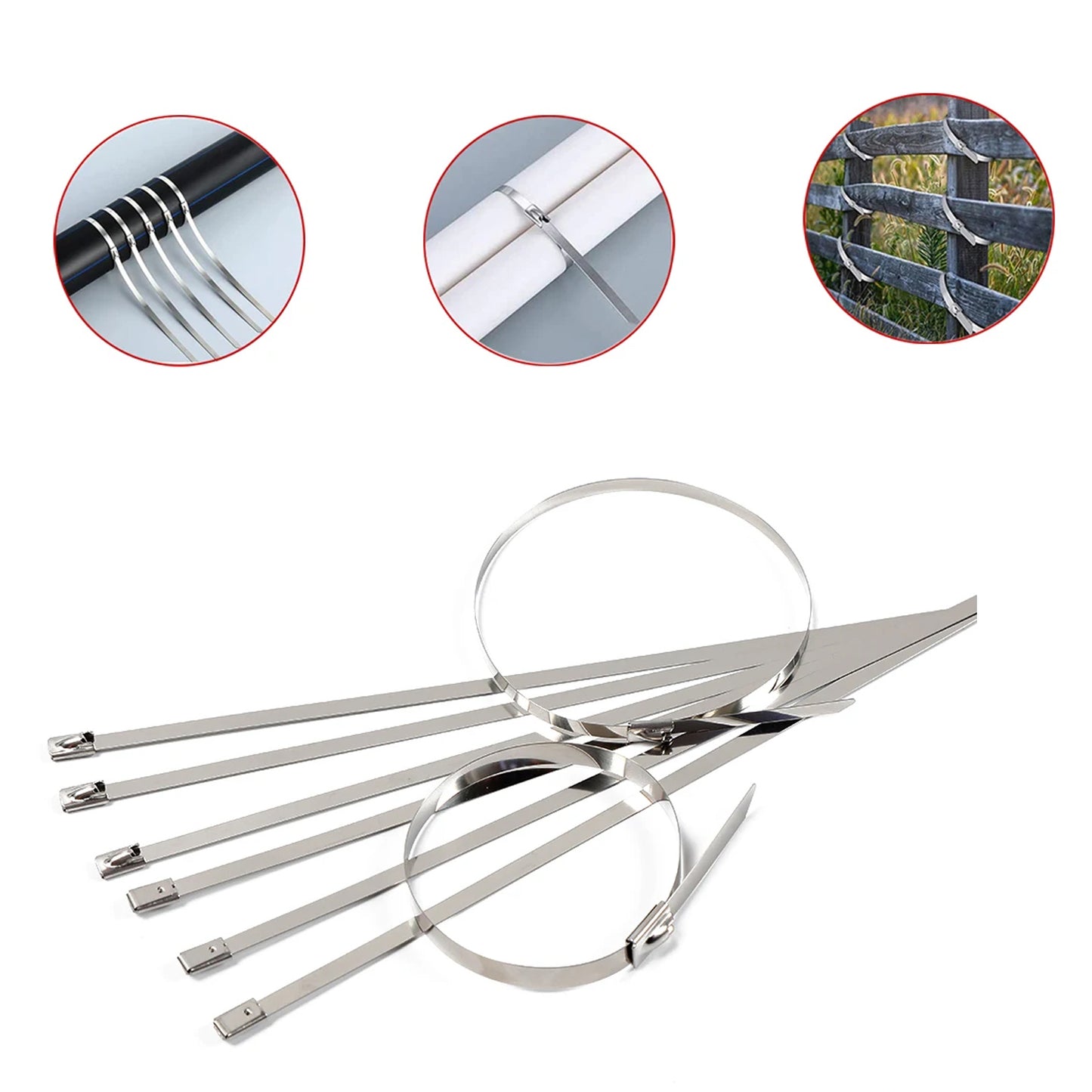 Multipurpose Stainless Steel Cable Tie (10 Pcs Set  4.6x200mm)