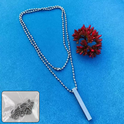 Plain Stick Shape Locket With Chain Stainless Steel Necklace (1 Pc)