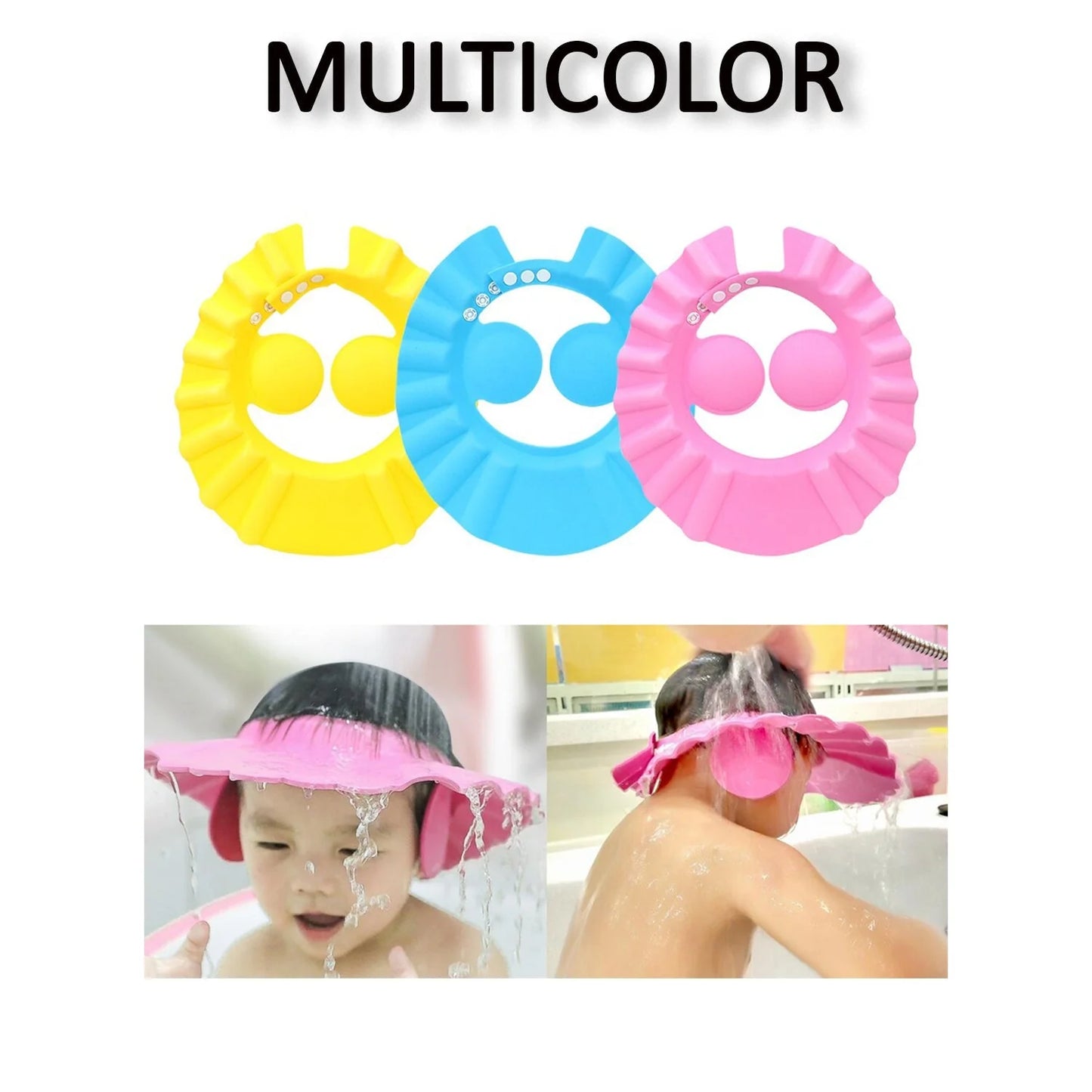 0378b Adjustable Safe Soft Bathing Baby Shower Hair Wash Cap For Children Baby Bath Cap Shower Protection For Eyes And Ear