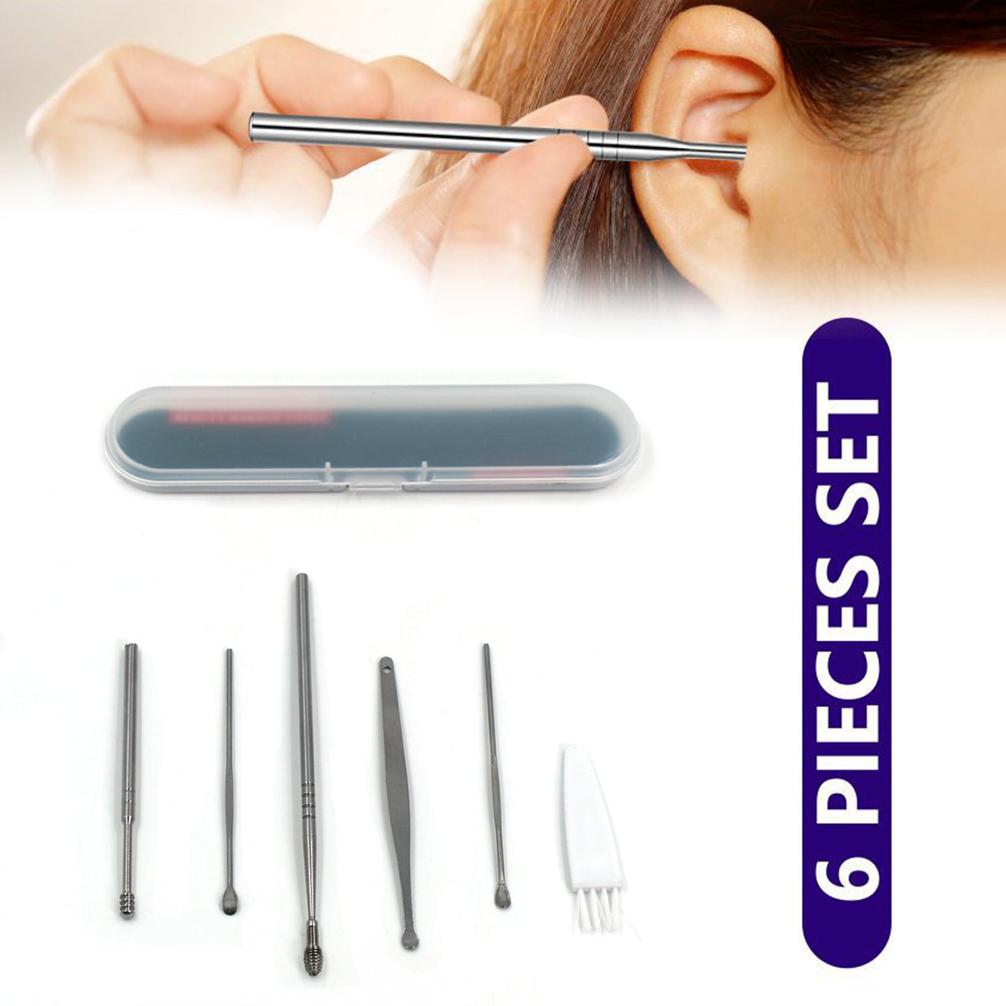 6314 6pcs Earwax Removal Kit  Ear Cleansing Tool Set  Ear Curette Ear Wax Remover Tool