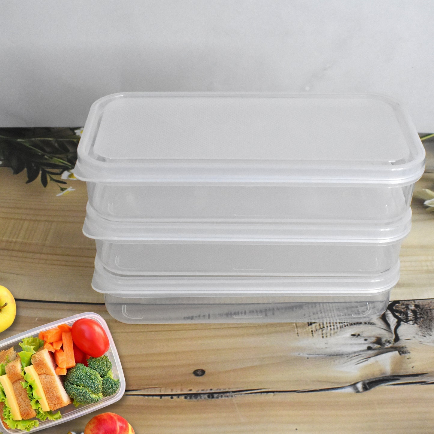 Plastic Square Lunch Box Kitchen Containers Set (3 Pcs Set)