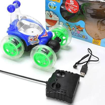 4482 Rechargeable 360 Degree Stunt Rolling Remote Control Car With Colourful 3d Lights And Music For Kids