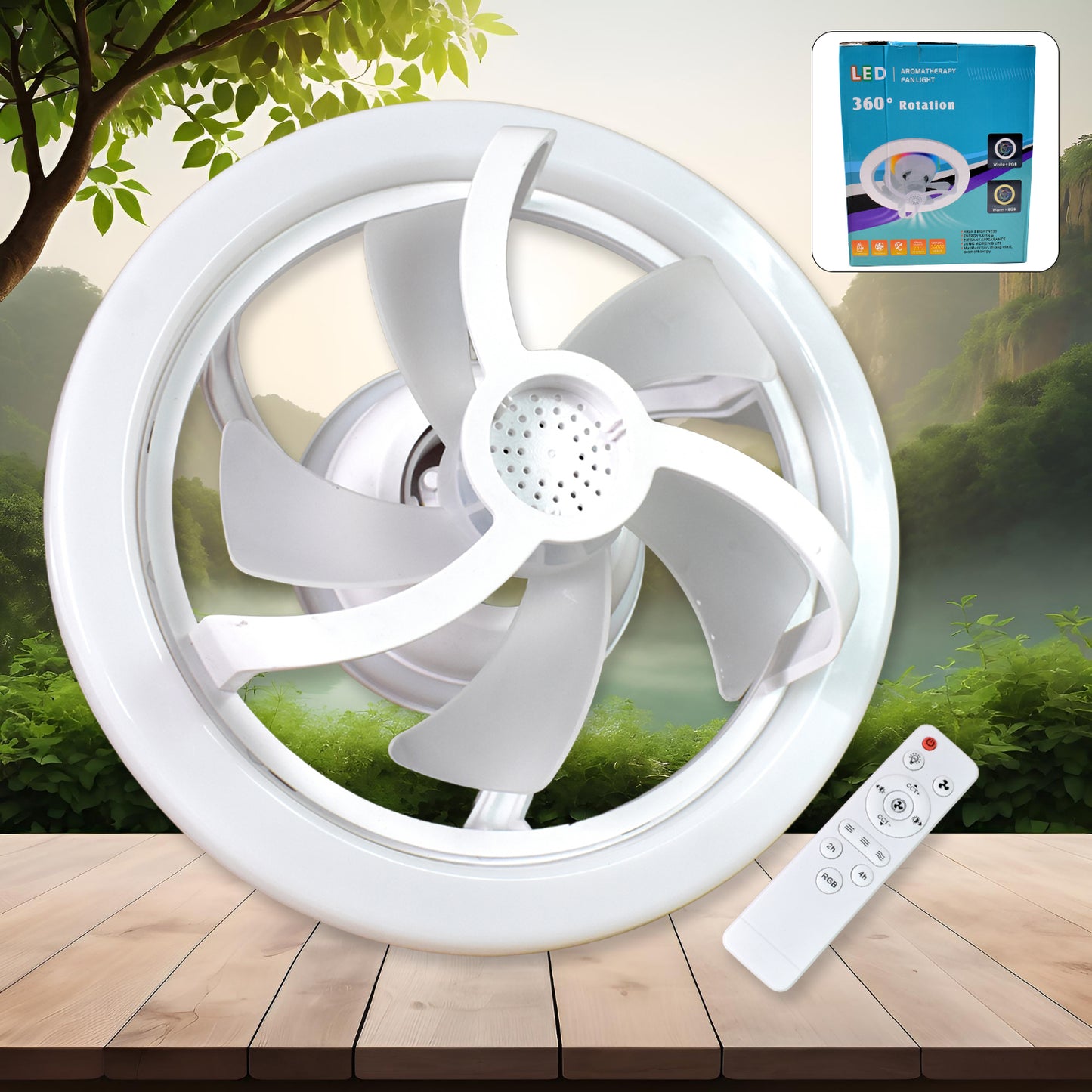 360 Rotation Ceiling Fan Light Smart Fan With Remote Control (1 Pc)