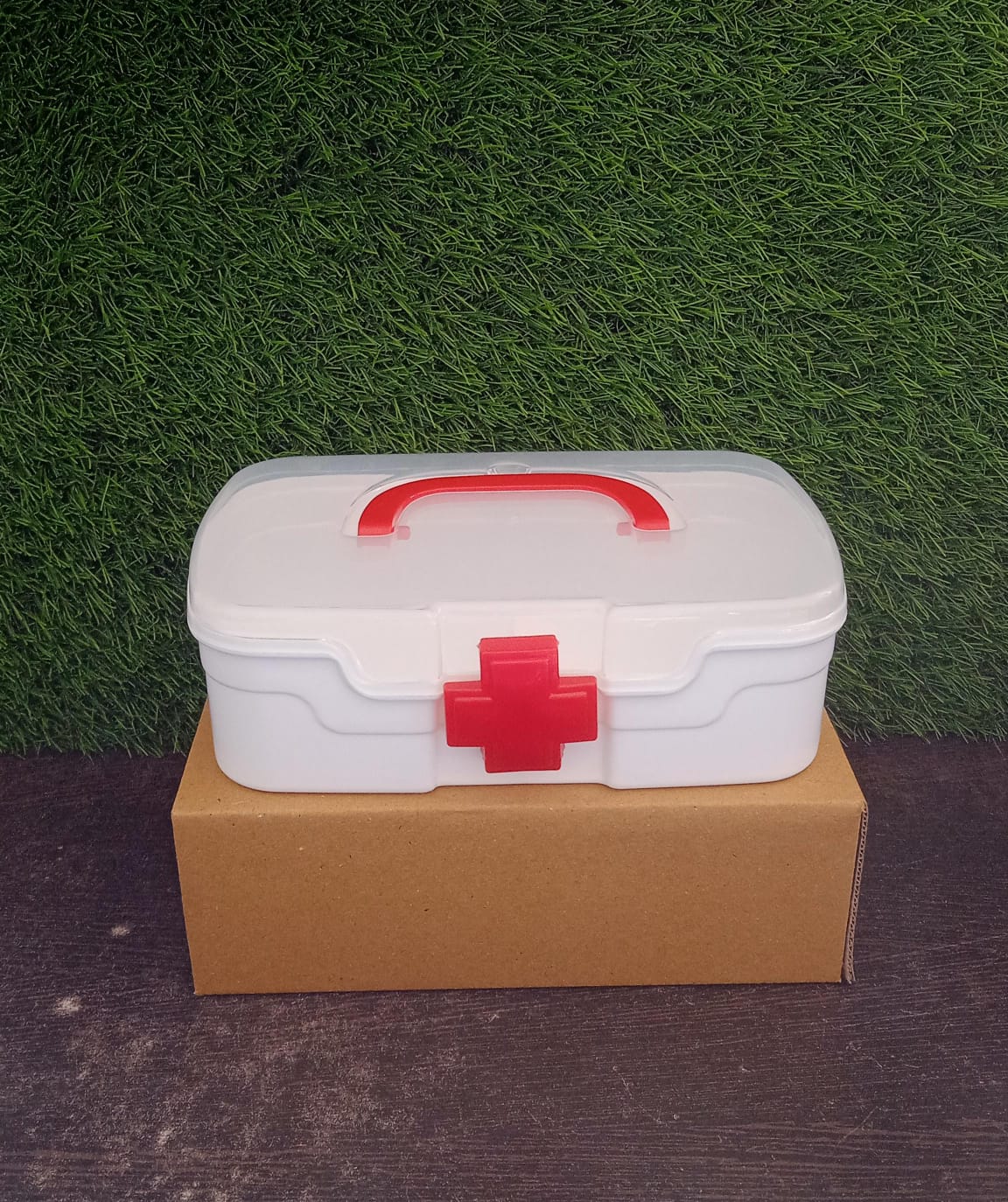 12734 Medical Box 1 Piece Indoor Outdoor Medical Utility Medicine Storage Box Detachable Tray Medical Box Multi Purpose Regular Medicine First Aid Box With Handle  Transparent Lid