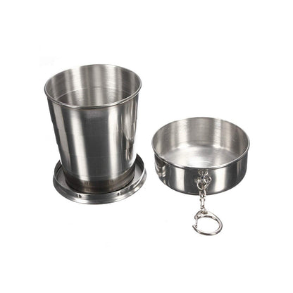 2 In 1 Camping Folding Cup With Keychain (1 Pc)