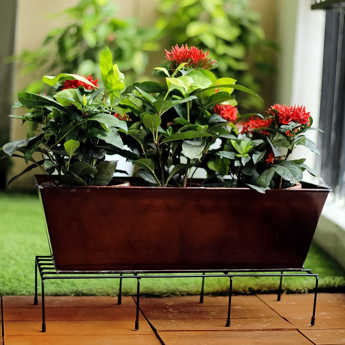 Metal Rectangle Flower Plant Stand For Balcony (6020 Cm  2 Pc Set)